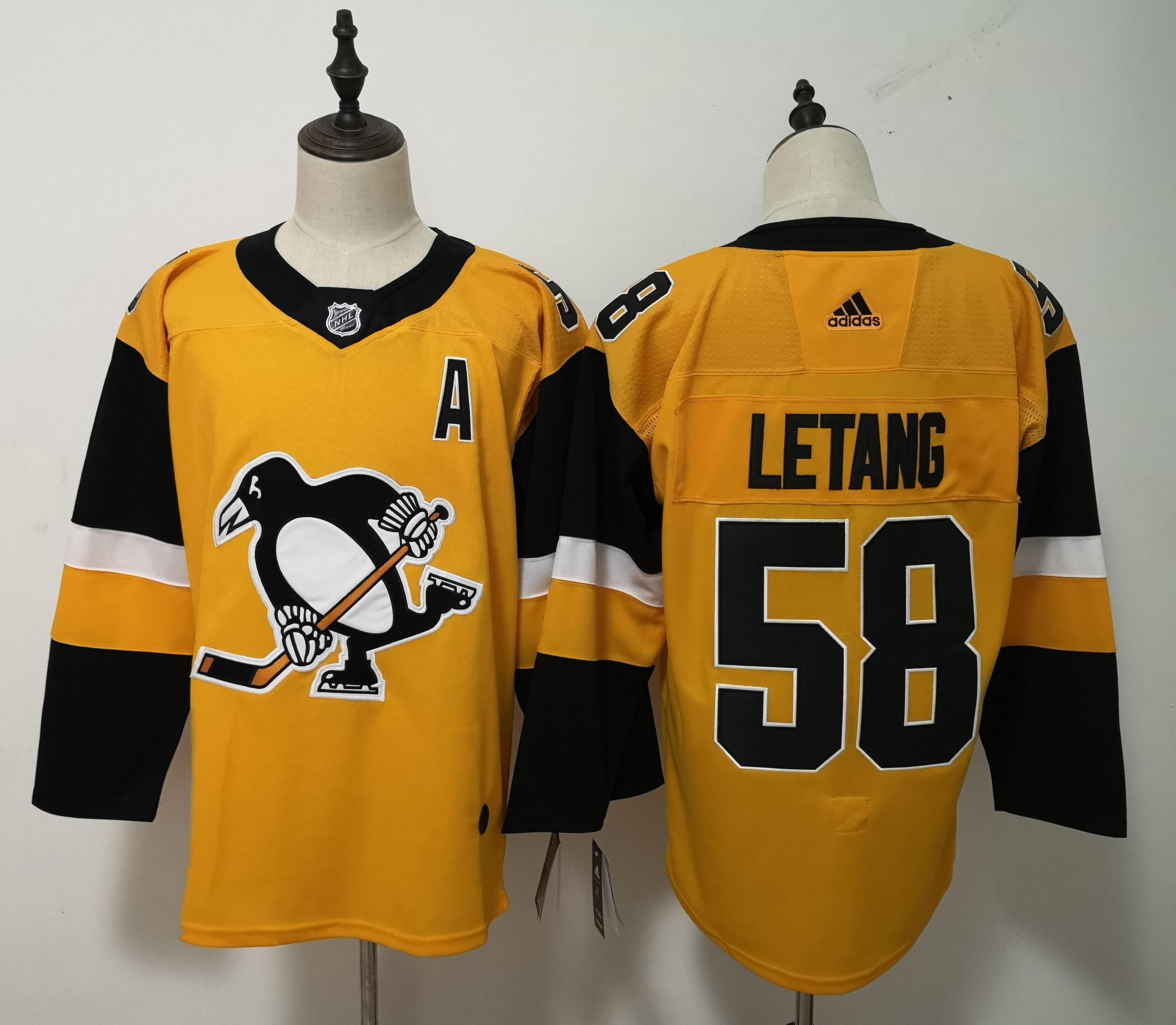 Adidas Penguins #58 Kris Letang Gold Alternate Stitched NHL Jersey
