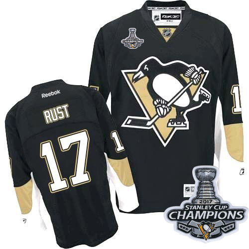 Penguins #17 Bryan Rust Black Home 2017 Stanley Cup Finals Champions Stitched NHL Jersey