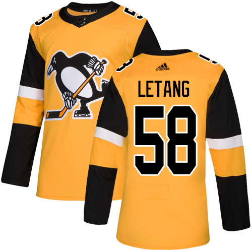 Adidas Penguins #58 Kris Letang Gold Alternate Authentic Stitched NHL Jersey