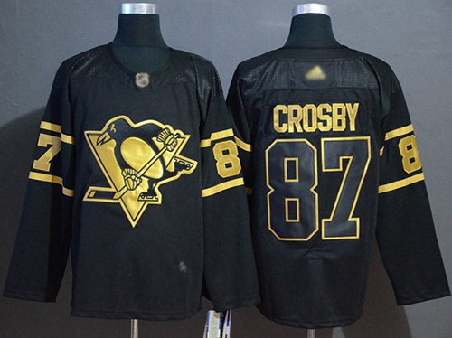 Adidas Penguins #87 Sidney Crosby Black/Gold Authentic Stitched NHL Jersey