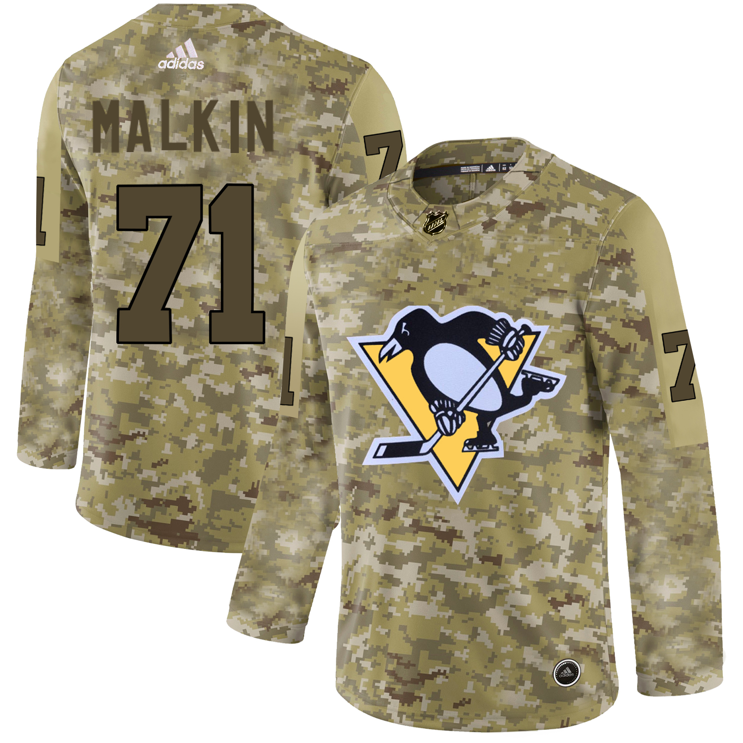 Adidas Penguins #71 Evgeni Malkin Camo Authentic Stitched NHL Jersey