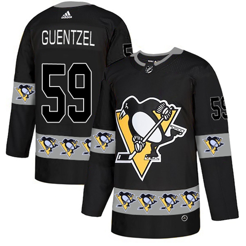 Adidas Penguins #59 Jake Guentzel Black Authentic Team Logo Fashion Stitched NHL Jersey