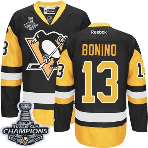 Penguins #13 Nick Bonino Black Alternate 2017 Stanley Cup Finals Champions Stitched NHL Jersey