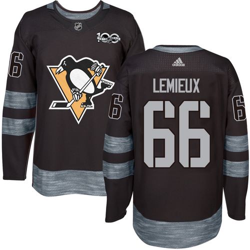 Adidas Penguins #66 Mario Lemieux Black 1917-2017 100th Anniversary Stitched NHL Jersey