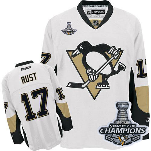 Penguins #17 Bryan Rust White 2017 Stanley Cup Finals Champions Stitched NHL Jersey