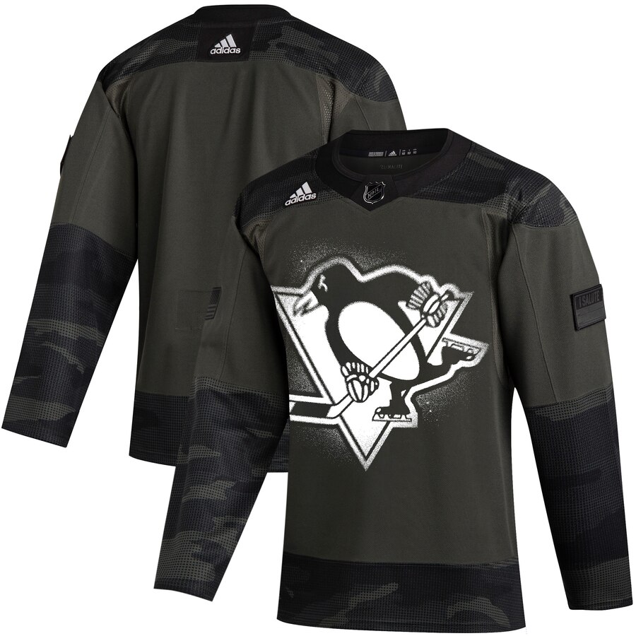 Pittsburgh Penguins Adidas 2019 Veterans Day Authentic Practice NHL Jersey Camo