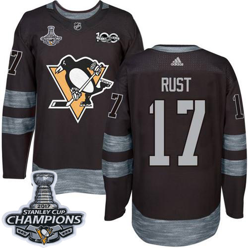 Adidas Penguins #17 Bryan Rust Black 1917-2017 100th Anniversary Stanley Cup Finals Champions Stitched NHL Jersey