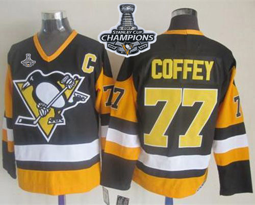Penguins #77 Paul Coffey Black CCM Throwback 2017 Stanley Cup Finals Champions Stitched NHL Jersey