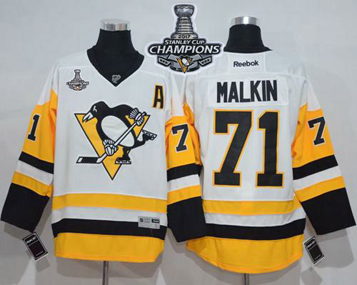 Penguins #71 Evgeni Malkin White New Away 2017 Stanley Cup Finals Champions Stitched NHL Jersey