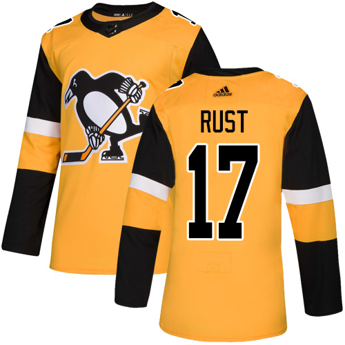 Adidas Penguins #17 Bryan Rust Gold Alternate Authentic Stitched NHL Jersey
