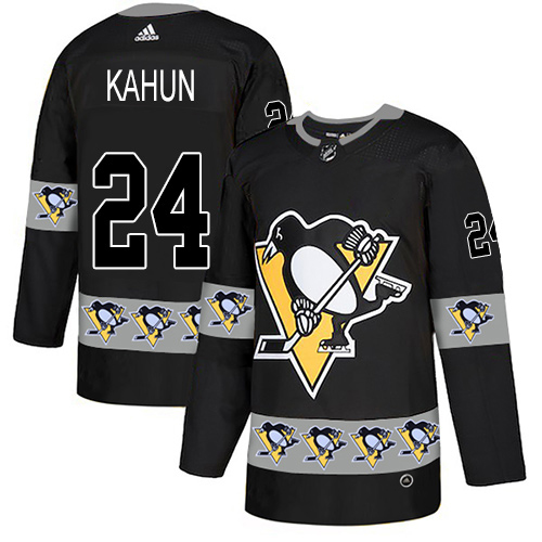 Adidas Penguins #24 Dominik Kahun Black Authentic Team Logo Fashion Stitched NHL Jersey