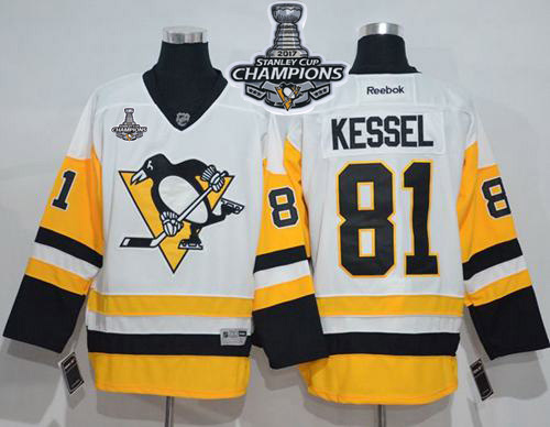 Penguins #81 Phil Kessel White New Away 2017 Stanley Cup Finals Champions Stitched NHL Jersey