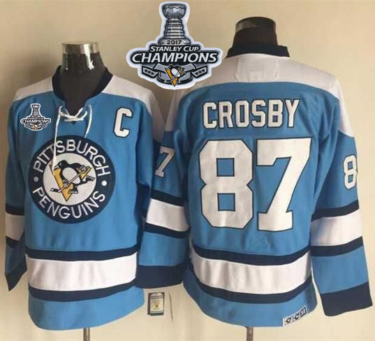 Penguins #87 Sidney Crosby Blue Alternate CCM Throwback 2017 Stanley Cup Finals Champions Stitched NHL Jersey