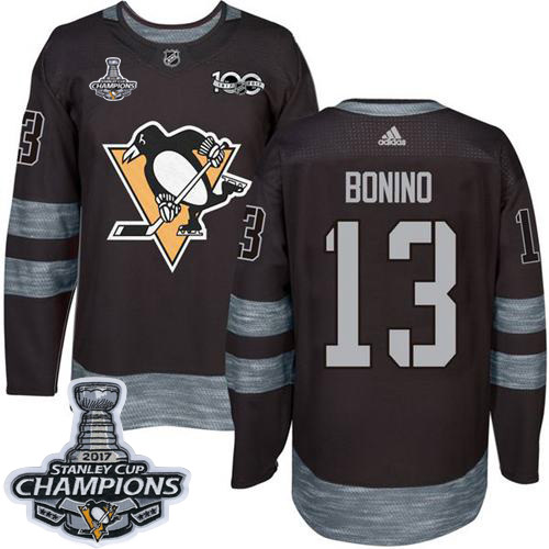 Adidas Penguins #13 Nick Bonino Black 1917-2017 100th Anniversary Stanley Cup Finals Champions Stitched NHL Jersey