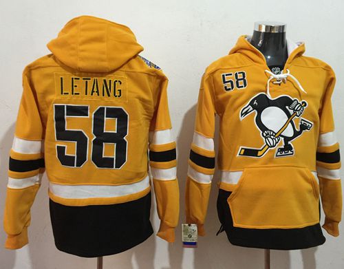 Penguins #58 Kris Letang Gold Sawyer Hooded Sweatshirt 2017 Stadium Series Stitched NHL Jersey