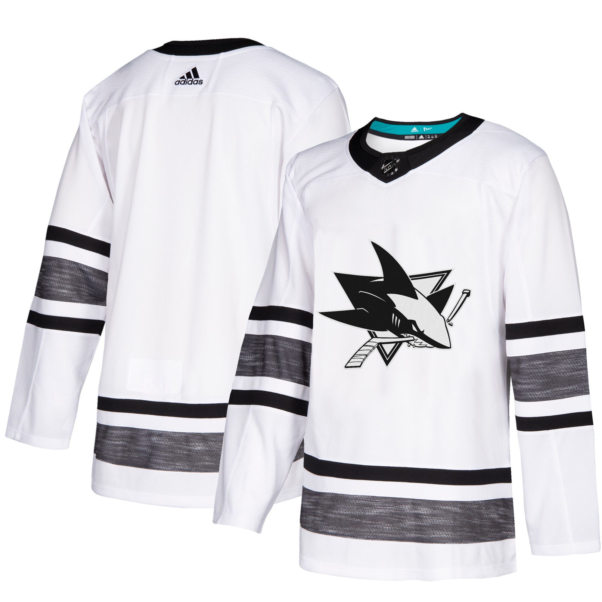 Adidas Sharks Blank White 2019 All-Star Game Parley Authentic Stitched NHL Jersey