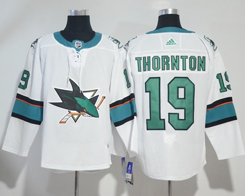 Adidas Sharks #19 Joe Thornton White Road Authentic Stitched NHL Jersey