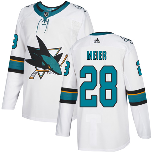 Adidas Sharks #28 Timo Meier White Road Authentic Stitched NHL Jersey