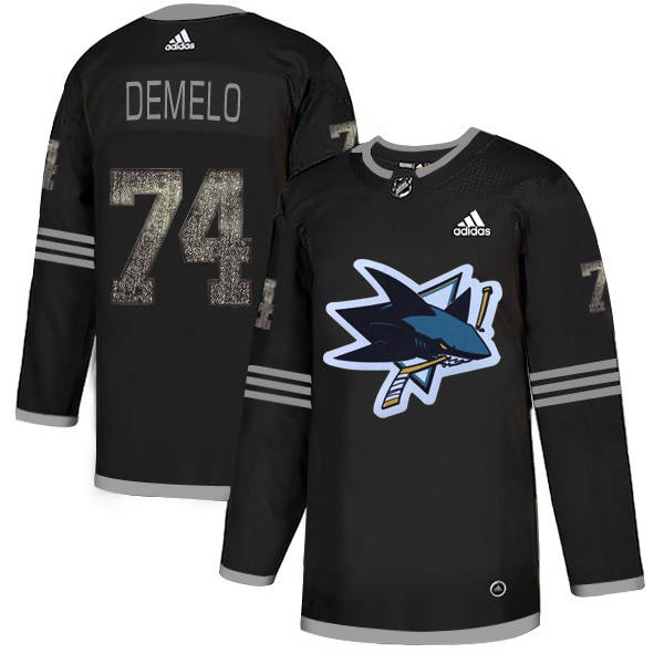 Adidas Sharks #74 Dylan DeMelo Black Authentic Classic Stitched NHL Jersey