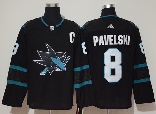 Adidas Sharks #8 Joe Pavelski Black Alternate Authentic Stitched NHL Jersey