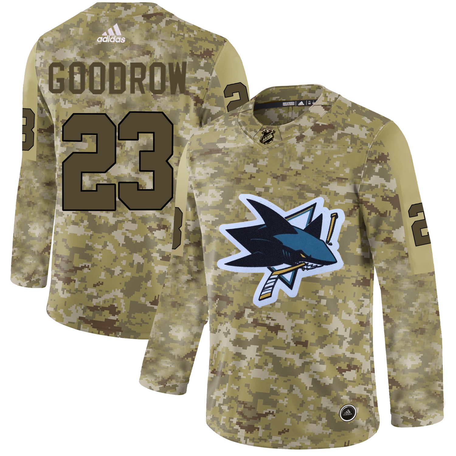 Adidas Sharks #23 Barclay Goodrow Camo Authentic Stitched NHL Jersey
