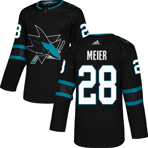 Adidas Sharks #28 Timo Meier Black Alternate Authentic Stitched NHL Jersey