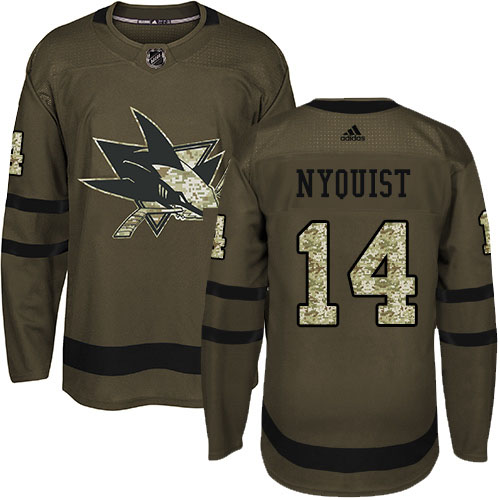 Adidas Sharks #14 Gustav Nyquist Green Salute To Service Stitched NHL Jersey