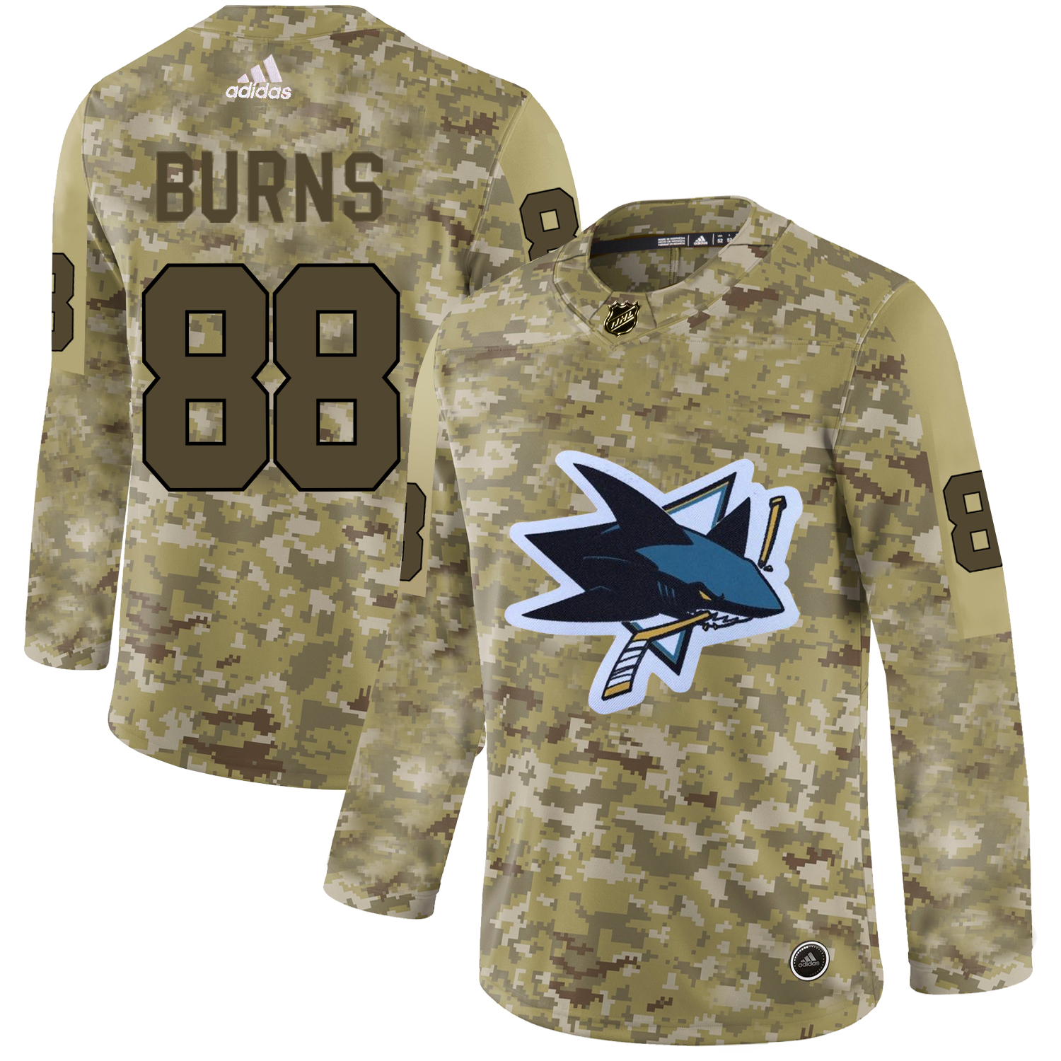 Adidas Sharks #88 Brent Burns Camo Authentic Stitched NHL Jersey