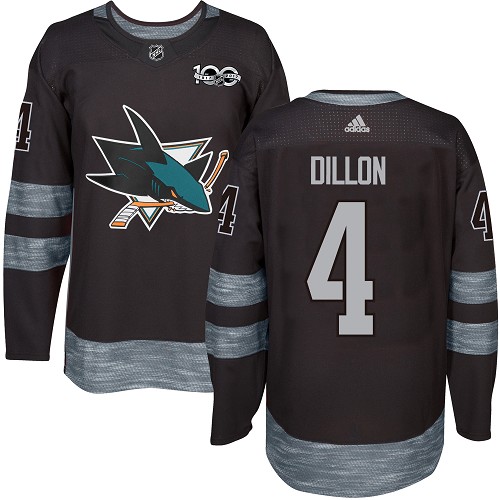 Adidas Sharks #4 Brenden Dillon Black 1917-2017 100th Anniversary Stitched NHL Jersey