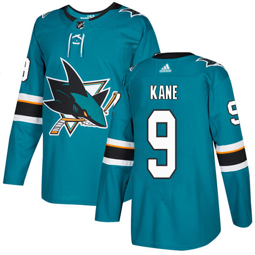 Adidas Sharks #9 Evander Kane Teal Home Authentic Stitched NHL Jersey