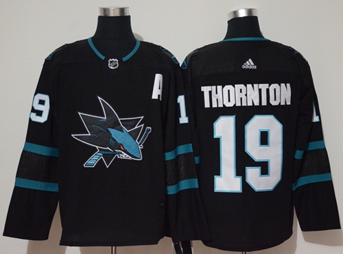 Adidas Sharks #19 Joe Thornton Black Alternate Authentic Stitched NHL Jersey