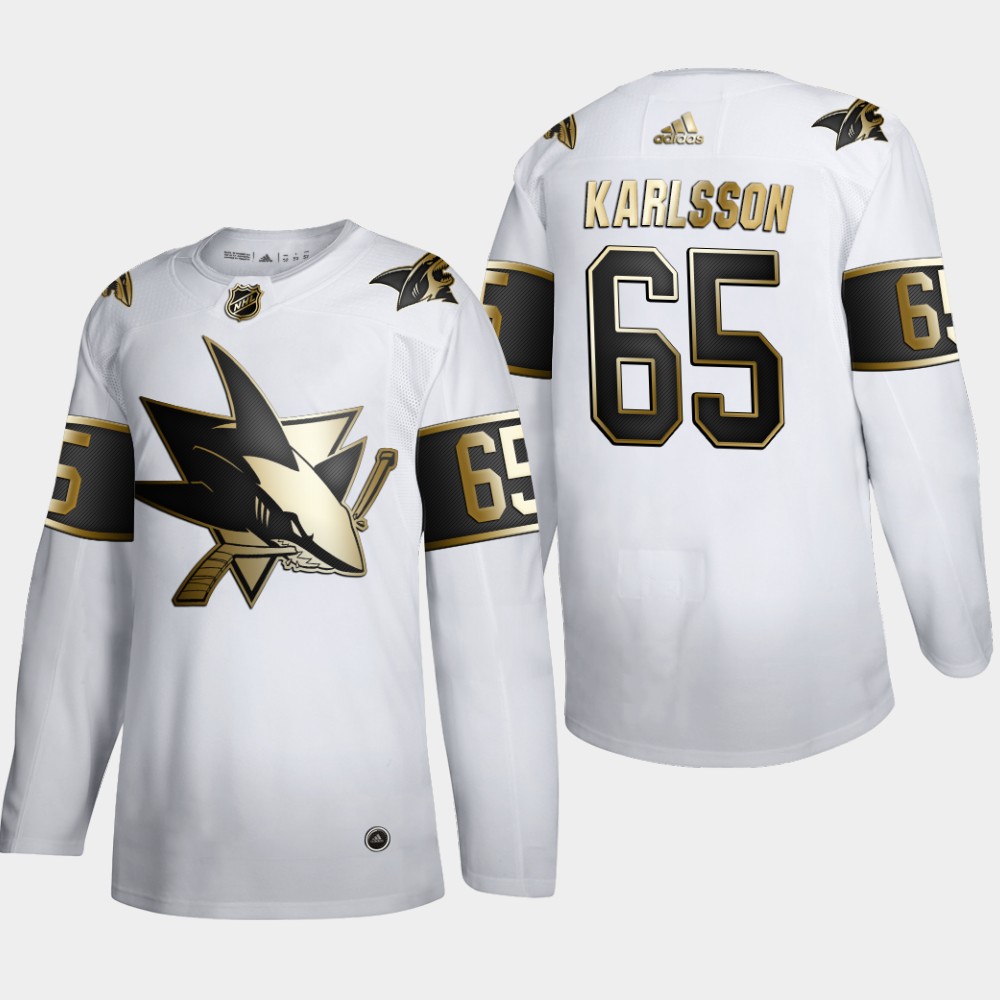 San Jose Sharks #65 Erik Karlsson Men's Adidas White Golden Edition Limited Stitched NHL Jersey