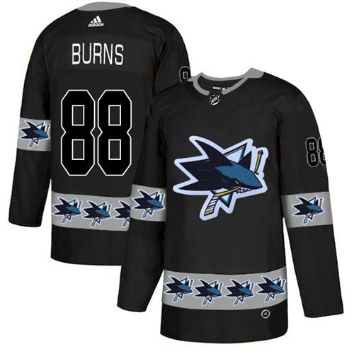 Adidas Sharks #88 Brent Burns Black Authentic Team Logo Fashion Stitched NHL Jersey