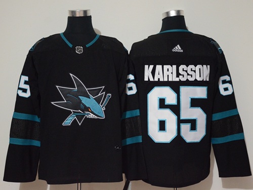 Adidas Sharks #65 Erik Karlsson Black Alternate Authentic Stitched NHL Jersey