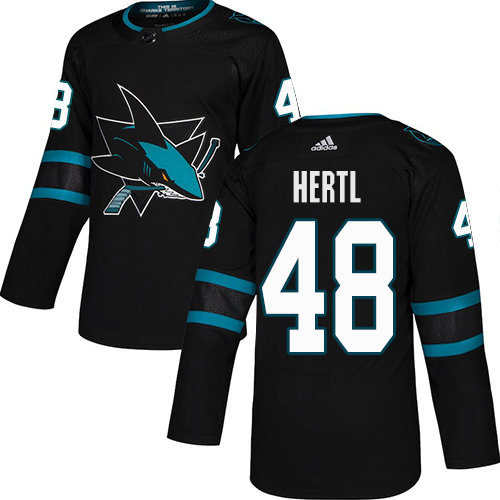 Adidas Sharks #48 Tomas Hertl Black Alternate Authentic Stitched NHL Jersey
