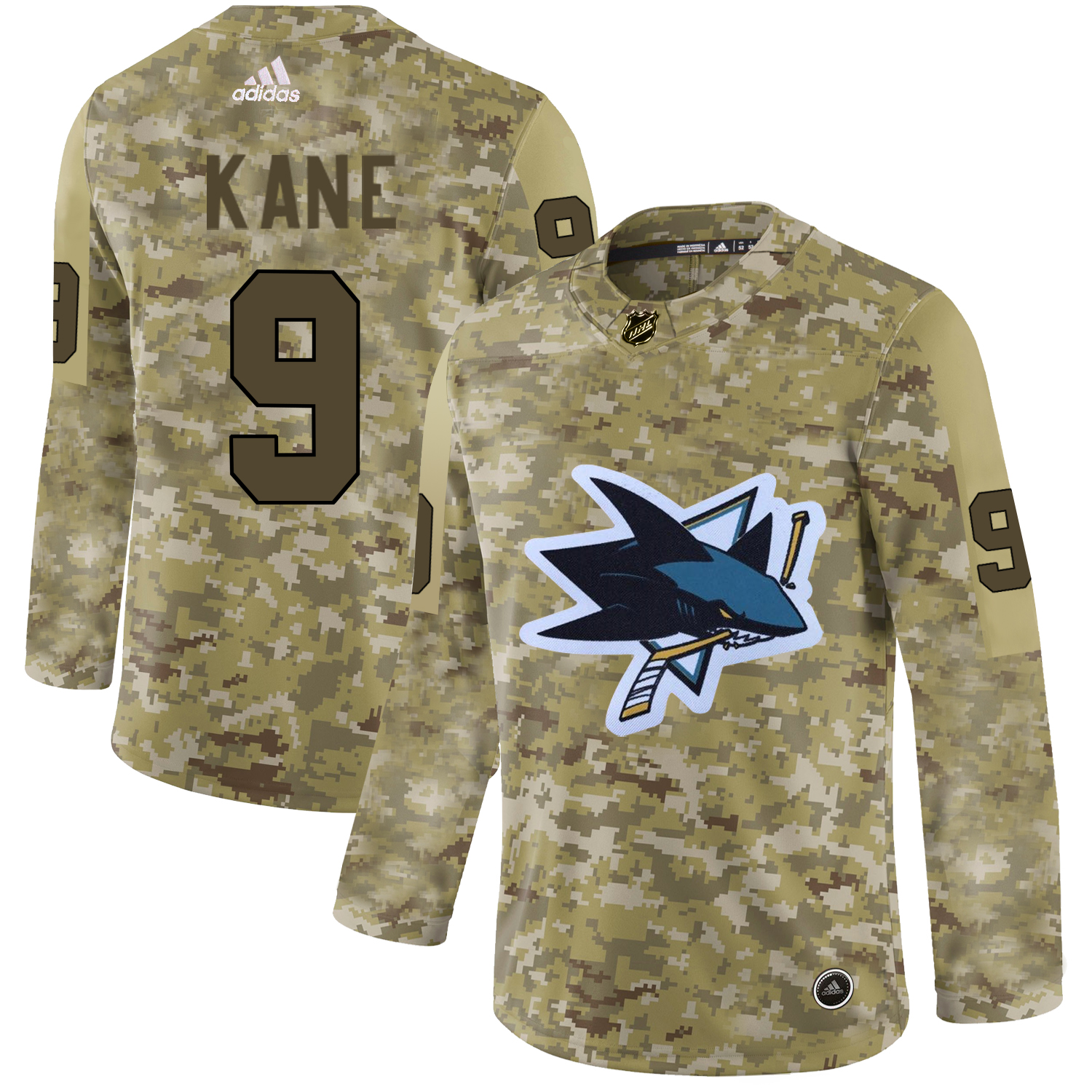 Adidas Sharks #9 Evander Kane Camo Authentic Stitched NHL Jersey