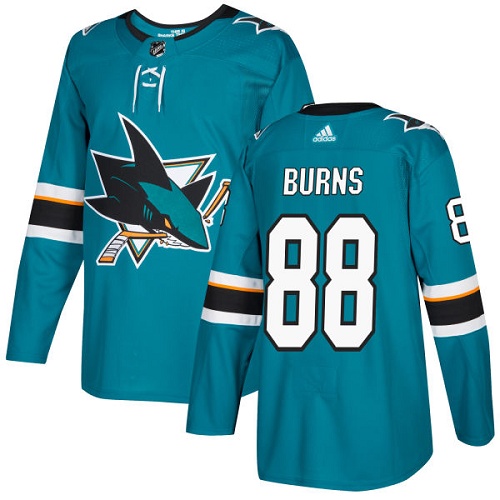 Adidas Sharks #88 Brent Burns Teal Home Authentic Stitched NHL Jersey