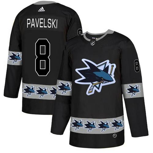 Adidas Sharks #8 Joe Pavelski Black Authentic Team Logo Fashion Stitched NHL Jersey