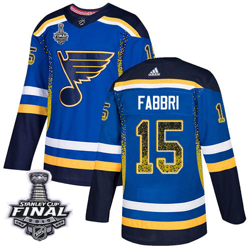 Adidas Blues #15 Robby Fabbri Blue Home Authentic Drift Fashion 2019 Stanley Cup Final Stitched NHL Jersey