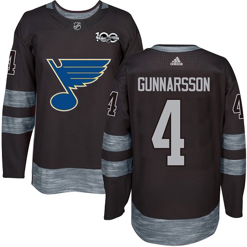 Adidas Blues #4 Carl Gunnarsson Black 1917-2017 100th Anniversary Stitched NHL Jersey