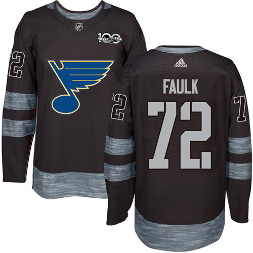 Adidas Blues #72 Justin Faulk Black 1917-2017 100th Anniversary Stitched NHL Jersey