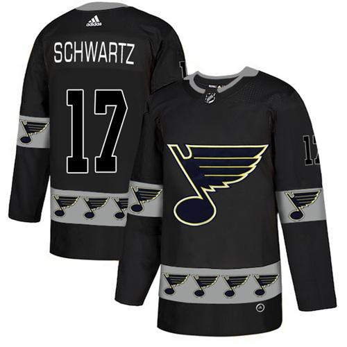 Adidas Blues #17 Jaden Schwartz Black Authentic Team Logo Fashion Stitched NHL Jersey