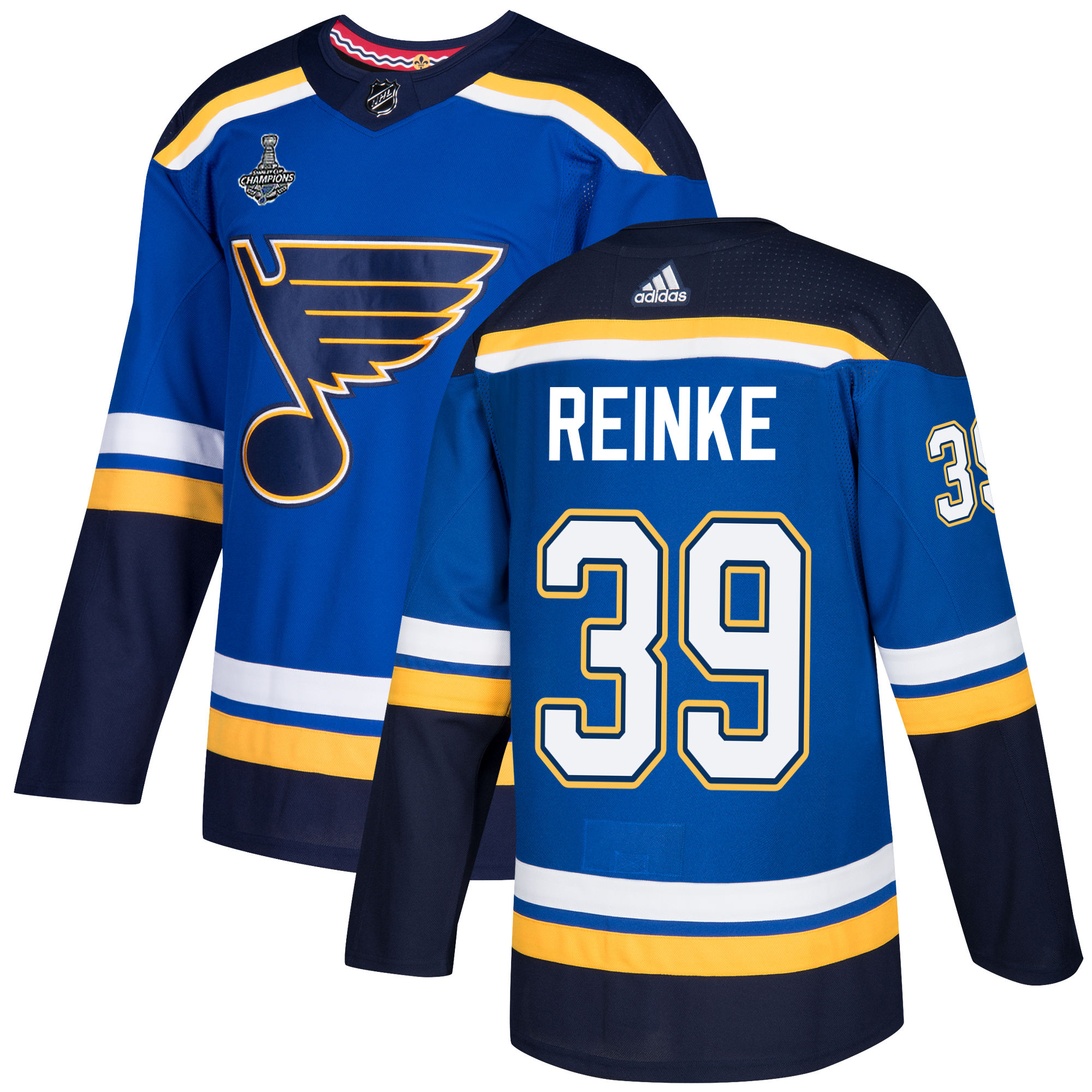 Adidas Blues #39 Mitch Reinke Blue Home Authentic 2019 Stanley Cup Champions Stitched NHL Jersey