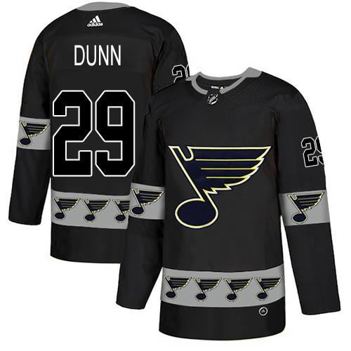 Adidas Blues #29 Vince Dunn Black Authentic Team Logo Fashion Stitched NHL Jersey
