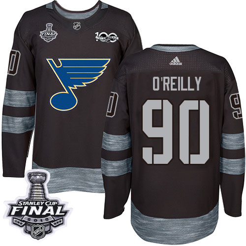Adidas Blues #90 Ryan O'Reilly Black 1917-2017 100th Anniversary 2019 Stanley Cup Final Stitched NHL Jersey