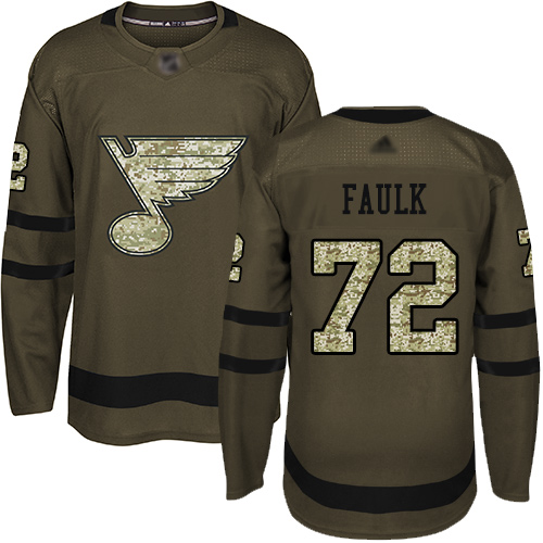 Adidas Blues #72 Justin Faulk Green Salute to Service Stitched NHL Jersey