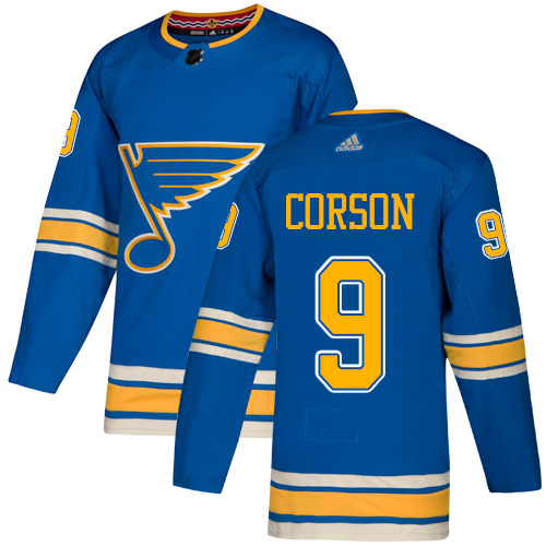 Adidas Blues #9 Shayne Corson Light Blue Alternate Authentic Stitched NHL Jersey