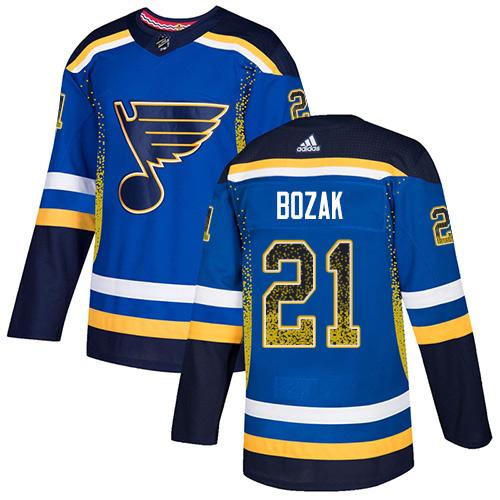Adidas Blues #21 Tyler Bozak Blue Home Authentic Drift Fashion Stitched NHL Jersey