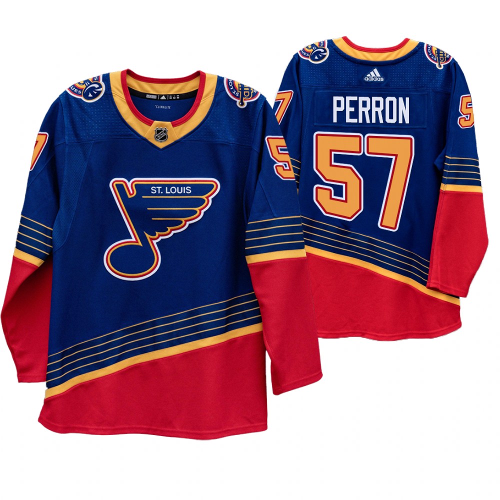 St. Louis Blues #57 David Perron 90s Vintage 2019-20 Authentic Royal NHL Jersey