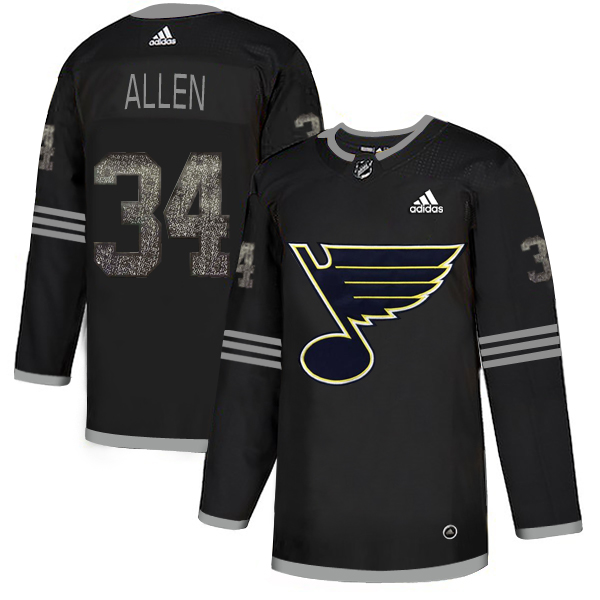 Adidas Blues #34 Jake Allen Black Authentic Classic Stitched NHL Jersey